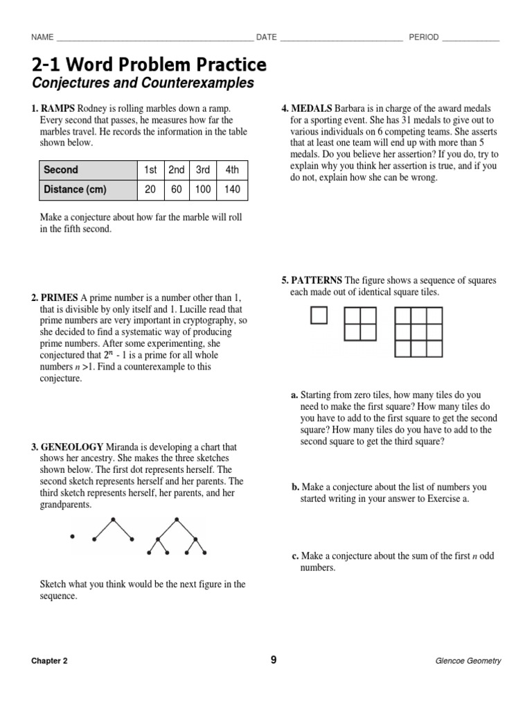 Word Problem Practice Conjectures and Counterexamples PDF