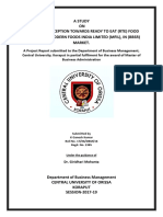 A Study ON Consumer Perception Towards Ready To Eat (Rte) Food Products of Modern Foods India Limited (Mfil), in (BBSR) Market