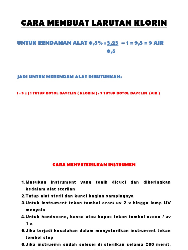 Cara Membuat Larutan Klorin | PDF
