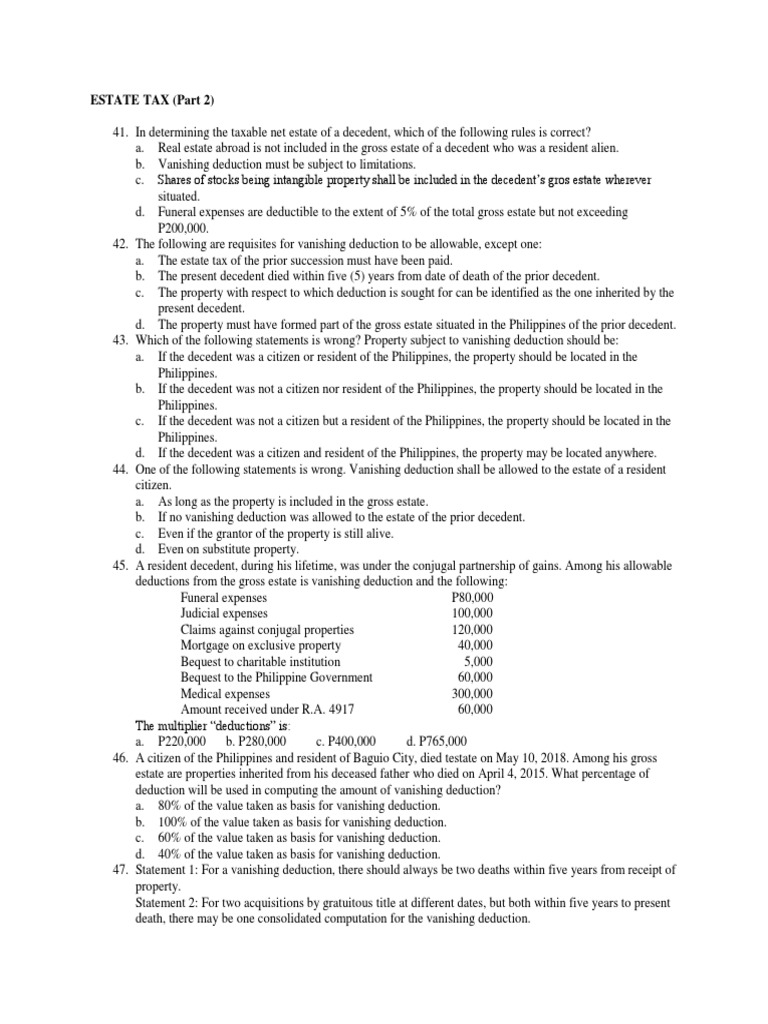 Estate Tax Deductions Explained | PDF | Estate Tax In The United States ...
