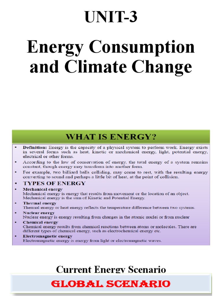 Energy Consumption and Climate Change: UNIT-3 | PDF | Efficient Energy ...