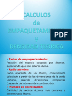 Calculo EMPAQUETAMIENTO y DENSIDAD TEORICA - 1 PDF