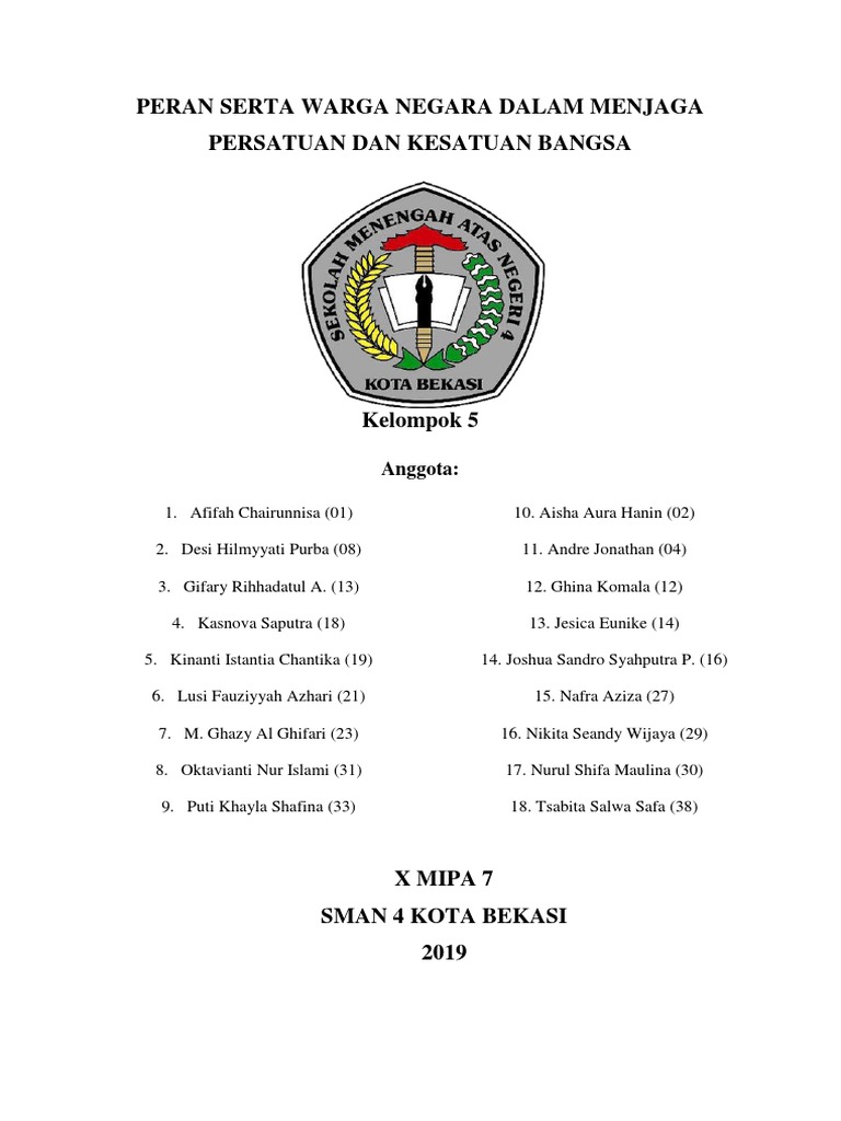 Peran Serta Warga Negara Dalam Menjaga Persatuan Dan Kesatuan Bangsa
