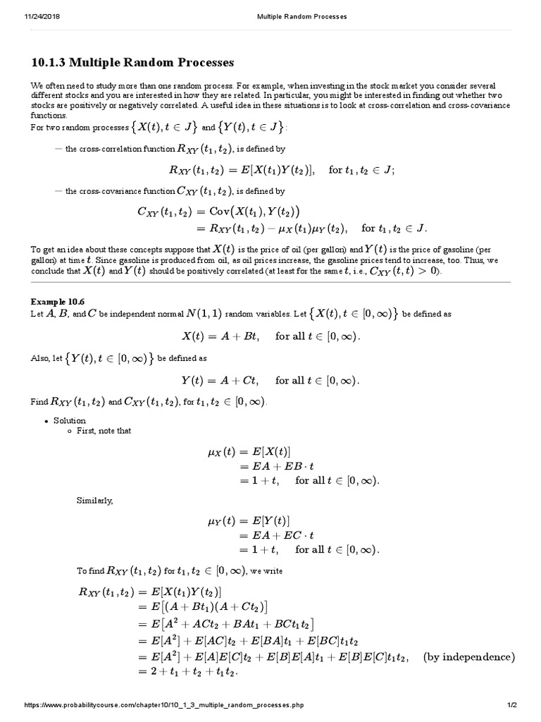 Multiple Random Processes Probability Theory Teaching Mathematics