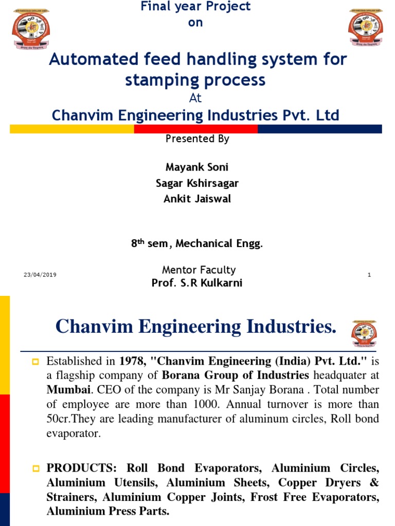 Automated Feed Handling System For Stamping Process: Chanvim ...