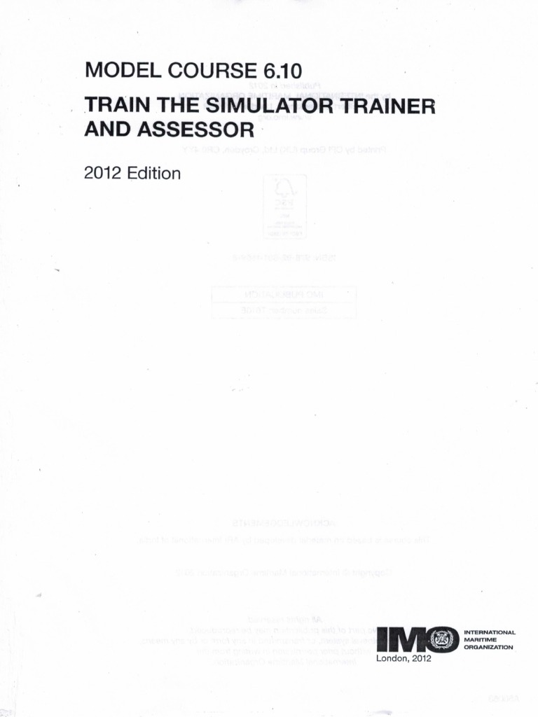 Model Course 6.10 Train The Simulator Trainer and Assessor PDF | PDF