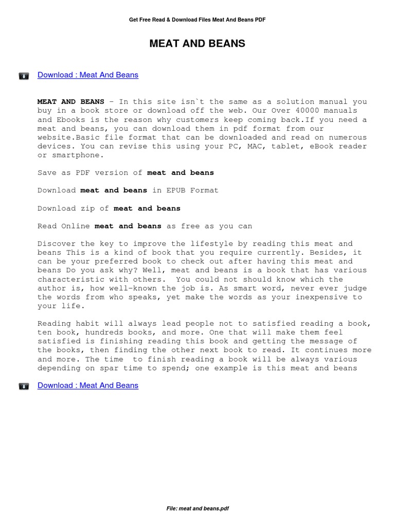 Download: Meat and Beans | PDF | Career & Growth | Self-Improvement