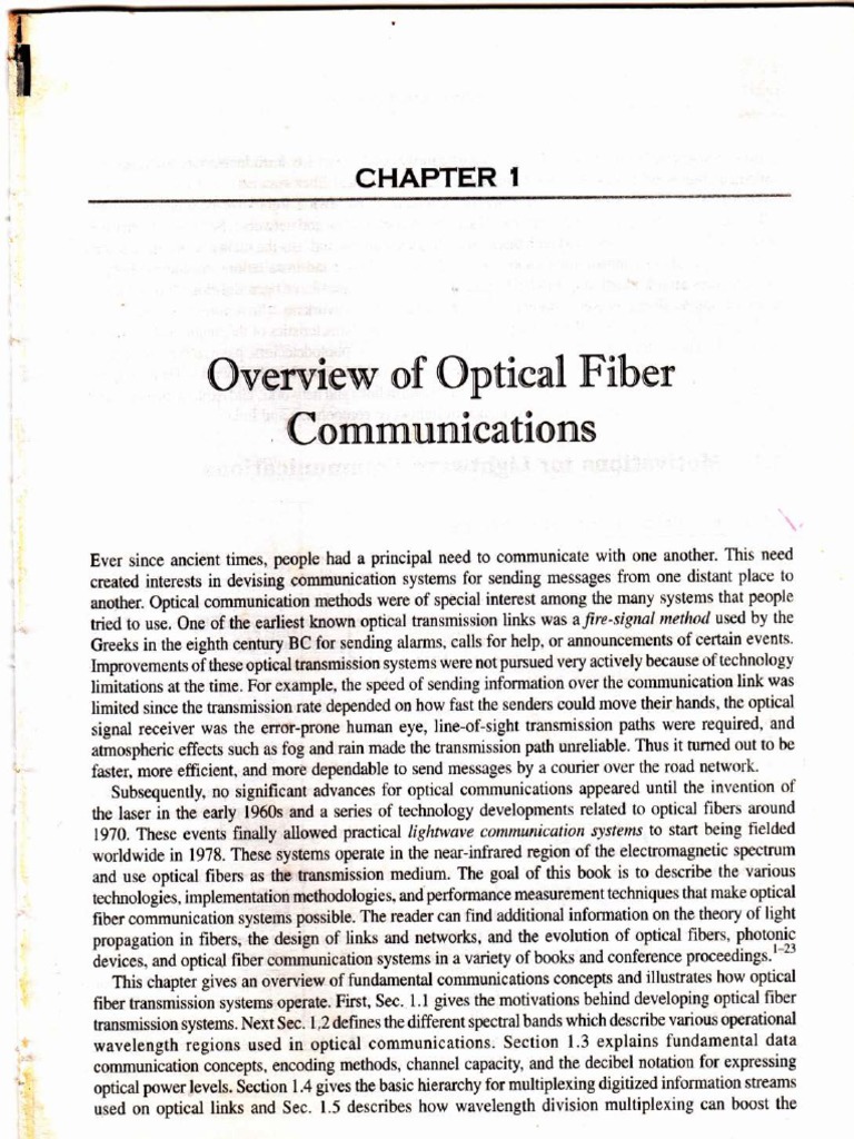 Optical Fiber Communication Keiser Chapter 1 PDF Signal To Noise