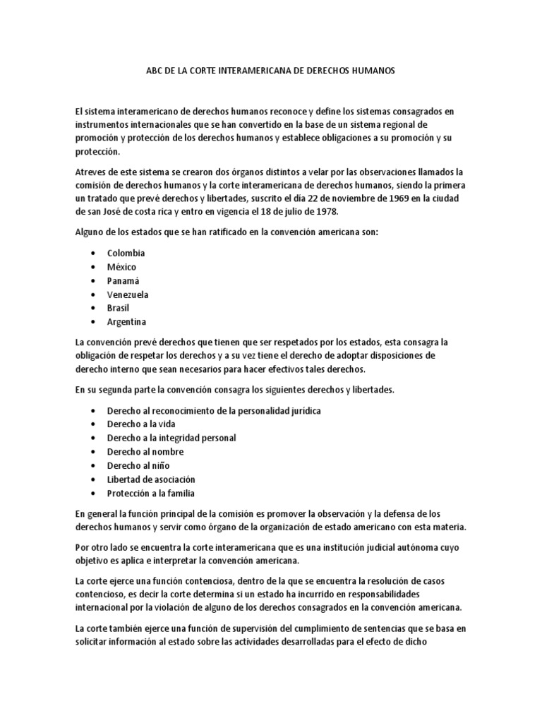 ABC de La Corte Interamericana de Derechos Humanos | PDF | Gobierno ...