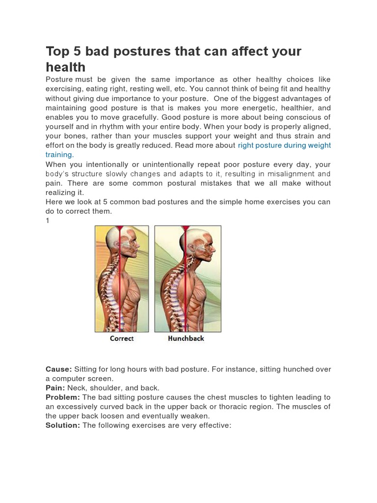 Top 5 Bad Postures That Can Affect Your Health | PDF | Foot | Hip