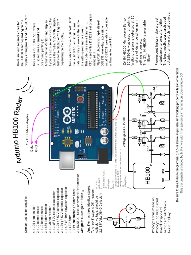 HB100 Radar Amplifier Circuit Guide | PDF | Resistor | Capacitor