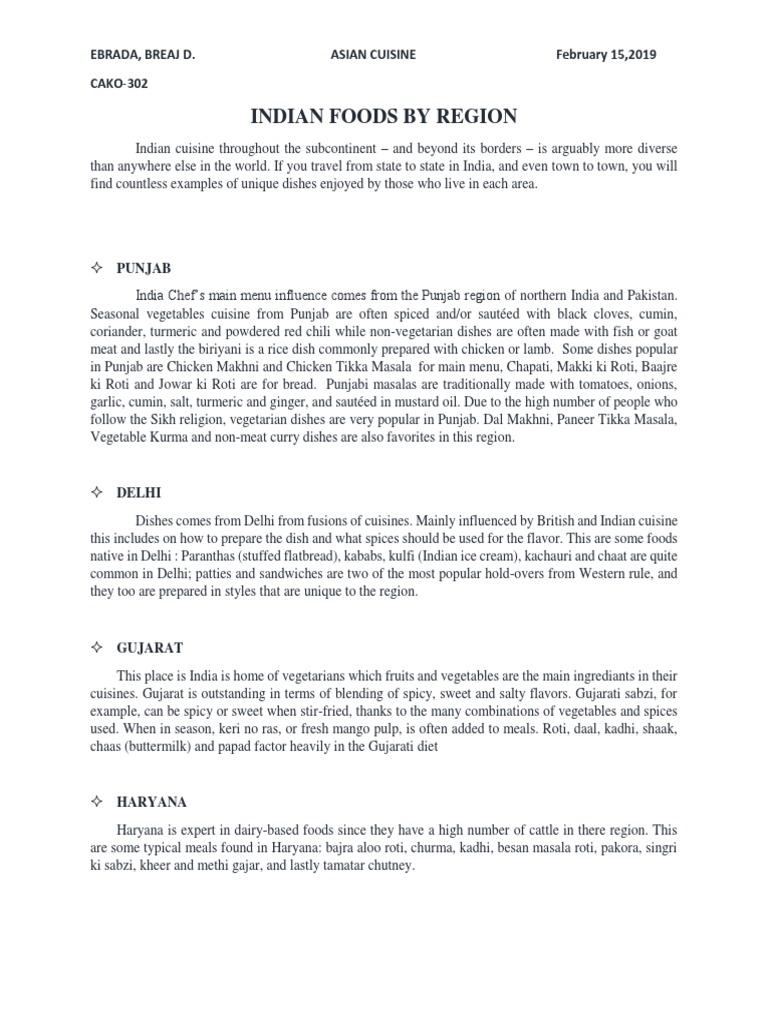 Regional Variations of Indian Cuisine | PDF | Indian Cuisine | Curry