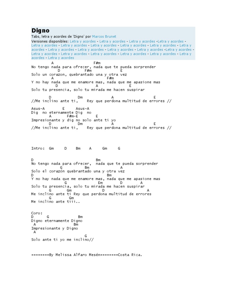 Acordes Y Letra De Digno Pdf 