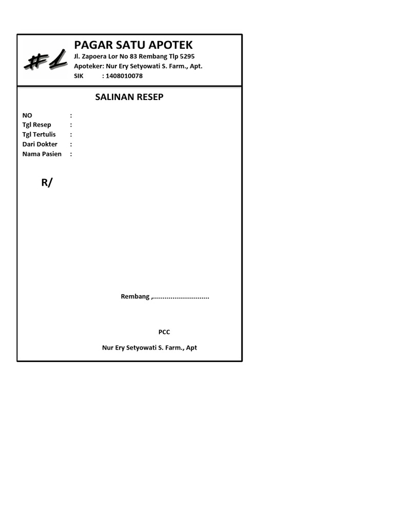 Blanko Copy Resep Dan Etiket PDF