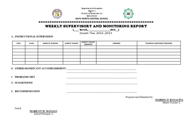 FS Miday WEEKLY-SUPERVISORY-AND-MONITORING-REPORT-of-mts | PDF