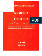Cuesta Josefina. Memoria e Historia, Un Estado de La Cuestión