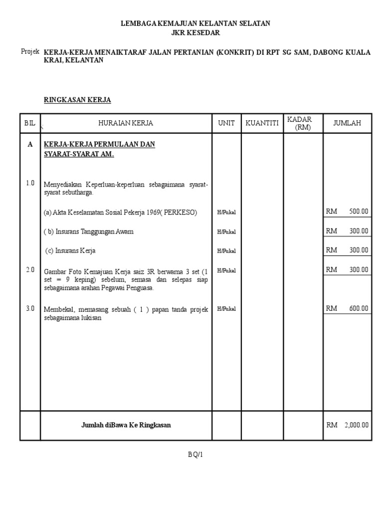 Contoh BQ | PDF