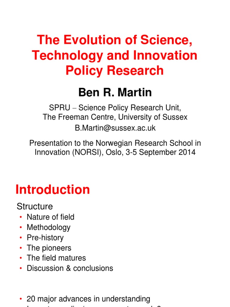 Evolution of Science Policy Research | PDF | Innovation | Science And ...