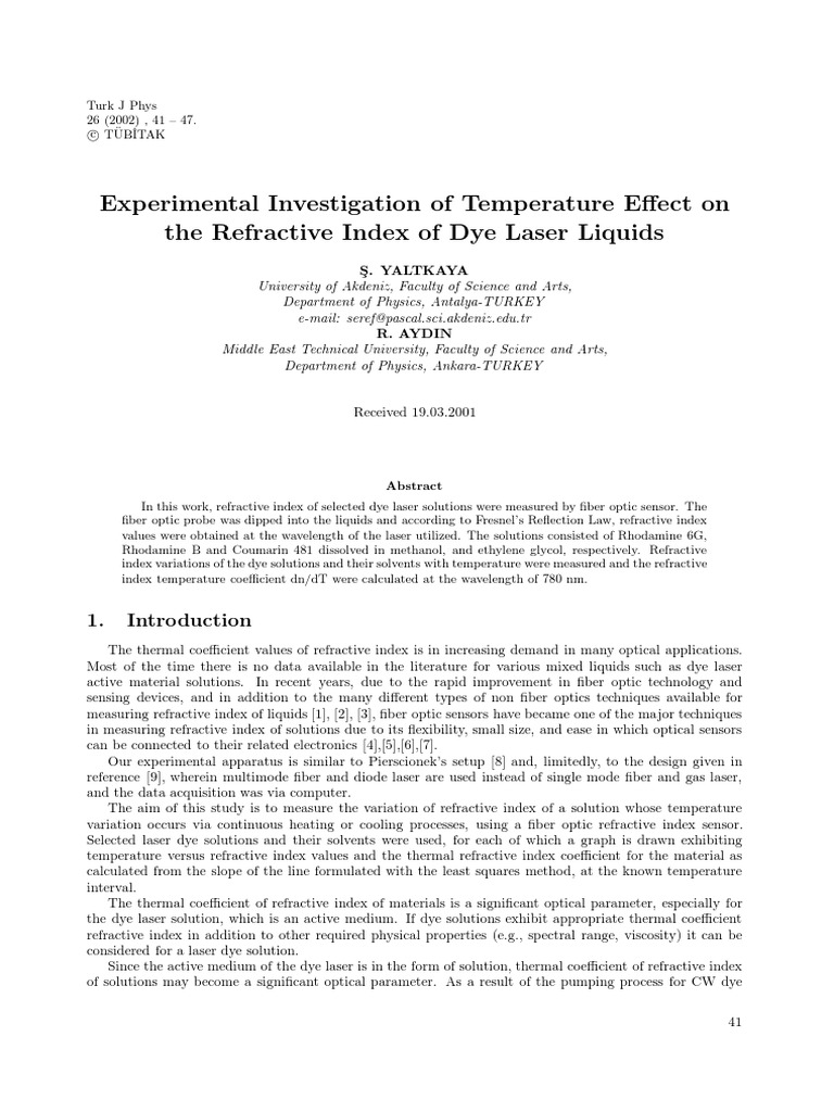 Experimental Investigation of Temperature Effect On Refractive Index of