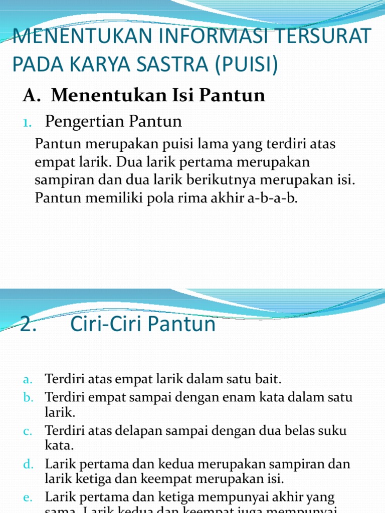 Menentukan Informasi Tersurat Pada Karya Sastra Puisi