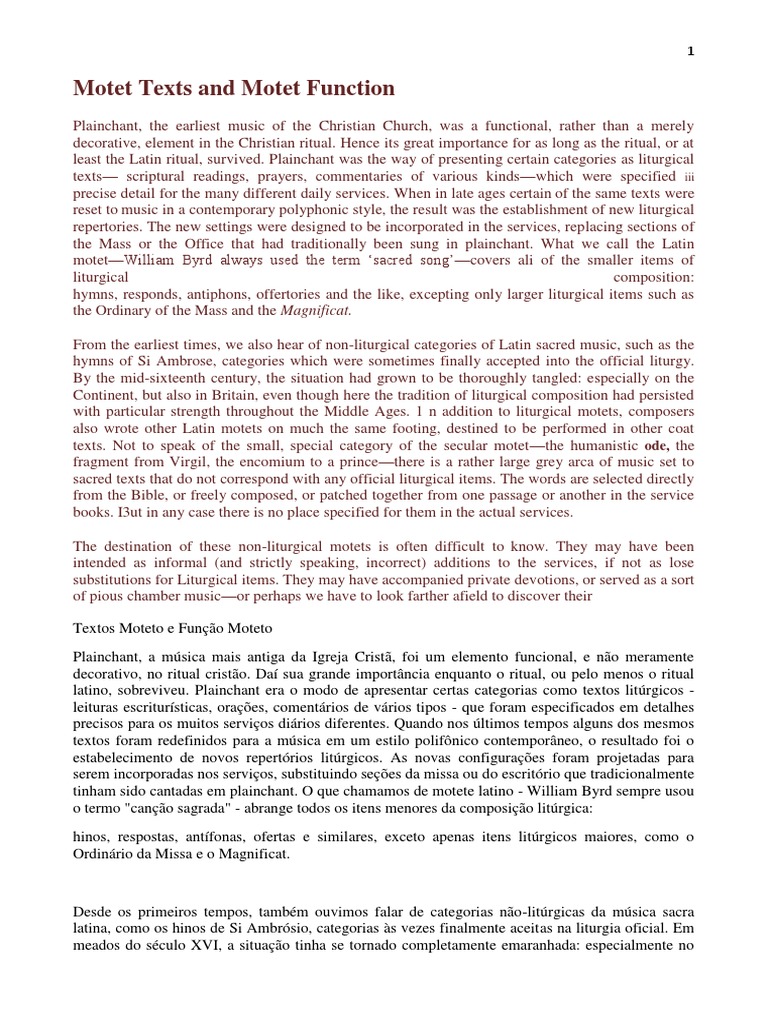 Motet Texts and Functions Explained | PDF | Christian Worship And ...
