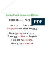 There Is....... There Are Here Is........ Here Are: Subject Verb Agreement Notes