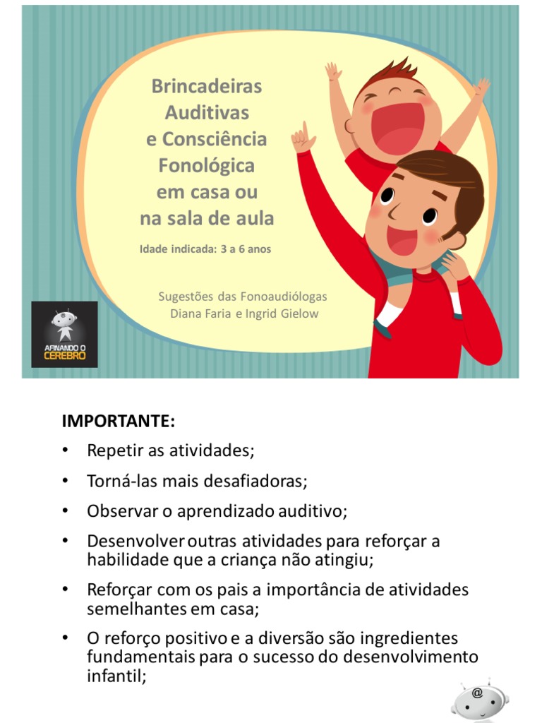 Atividades Auditivas na Educação Infantil | PDF | Som | Audição