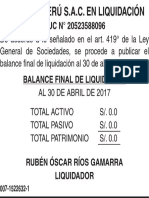 Balance final liquidación Efitecno Perú S.A.C. 2017