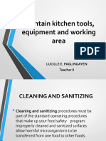 Maintain kitchen tools with proper cleaning and sanitizing