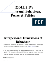 Interpersonal Behaviour, Power & Politics