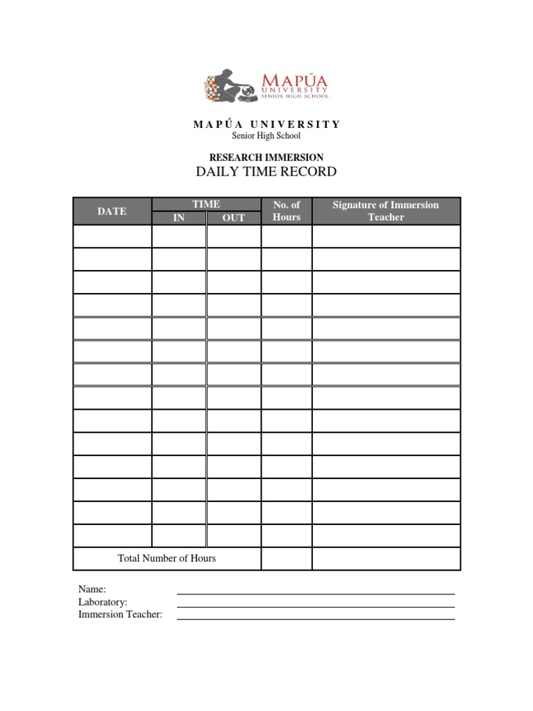 Research Immersion Time Log | PDF