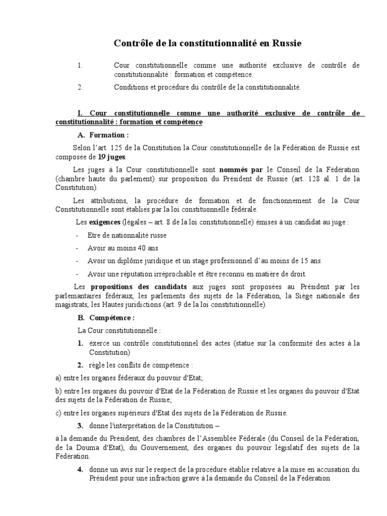 Contrôle de La Constitutionnalité en Russie | PDF | Loi | Constitution