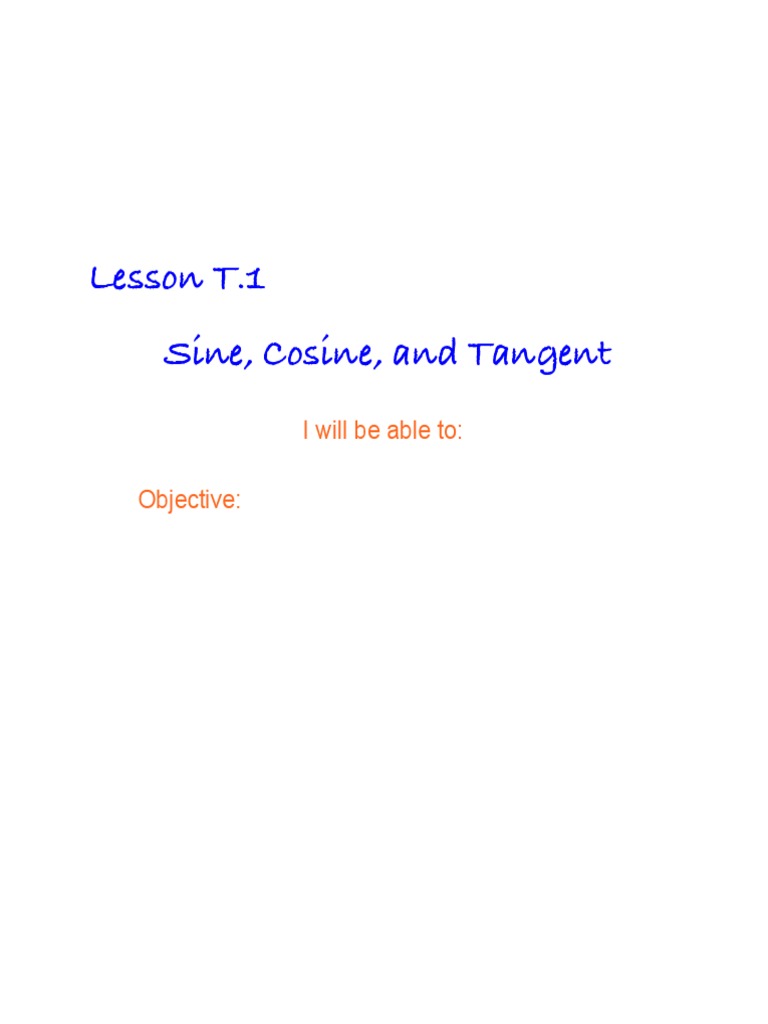 Lesson T.1 Sine, Cosine, and Tangent | PDF | Teaching Methods & Materials