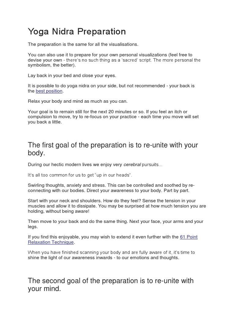 Yoga Nidra Scripts | PDF | Sky | Mind for Free Printable Guided Meditation Scripts