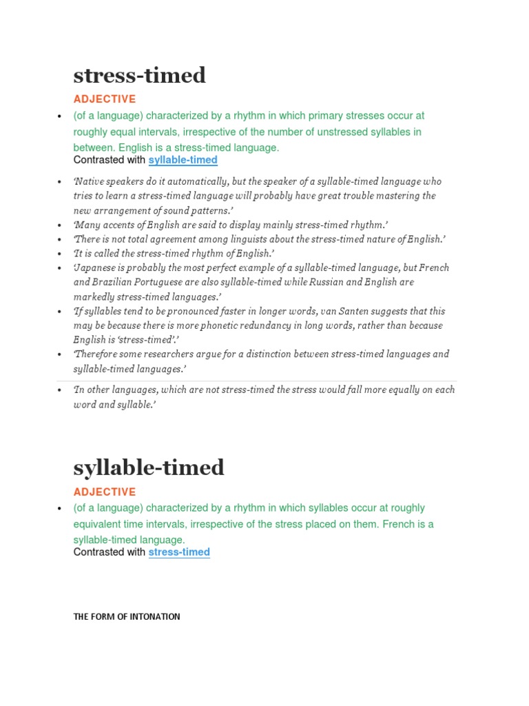 Stress Timed Language PDF Stress (Linguistics)