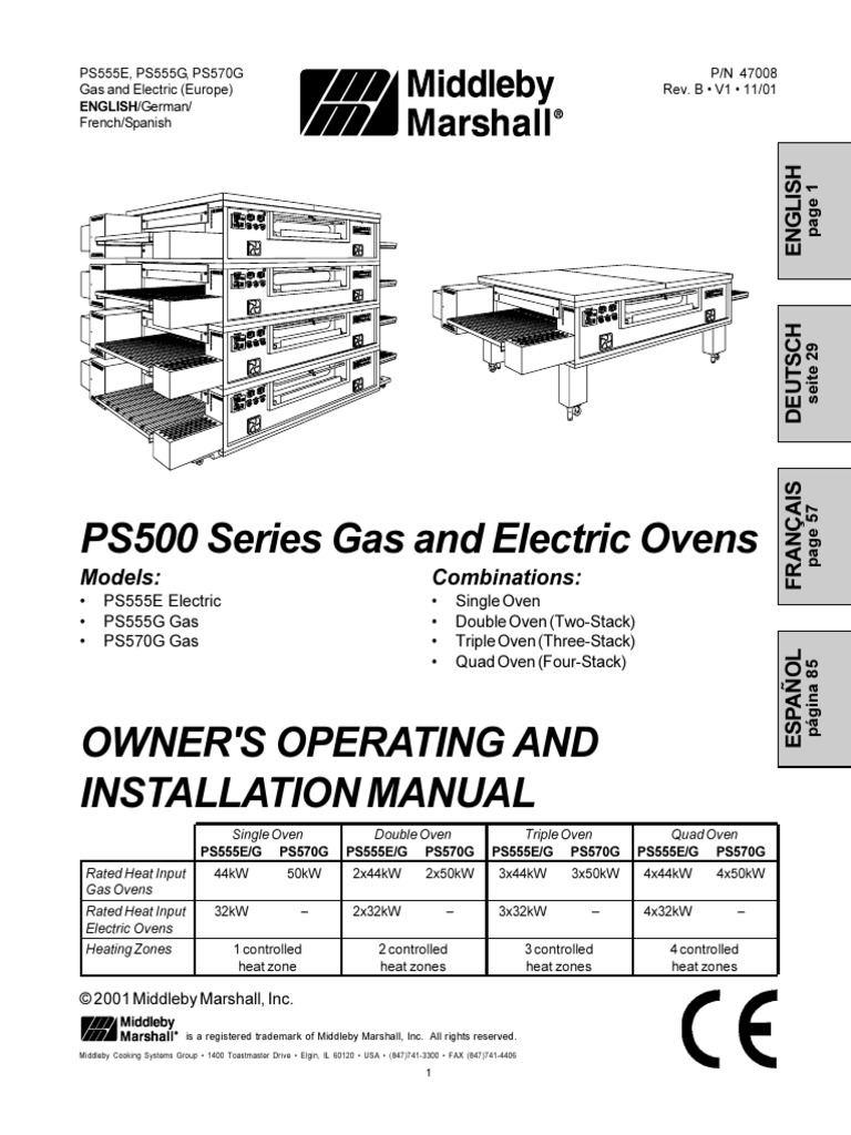 PS500 Series Gas and Electric Ovens: Models: Combinations | PDF | Hvac ...