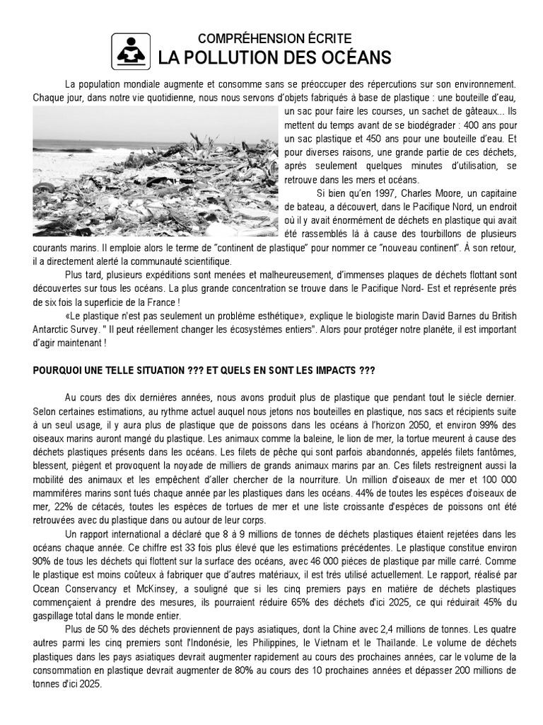 La Pollution Des Oceans Dechets Environnement Naturel