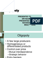 Oligopoly: Presented To Sir Nauman Presented by Naveeda Sahreen BBA (7 Sem)