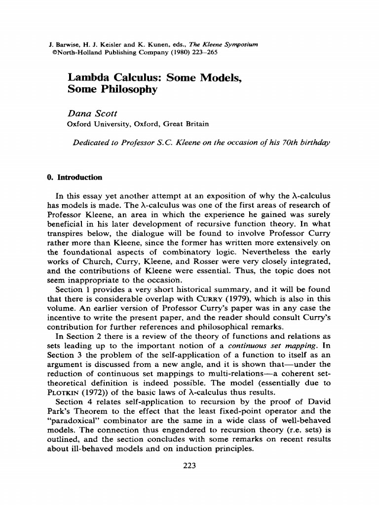 Lambda Calculus and Combinatory Logic | PDF | Continuous Function ...