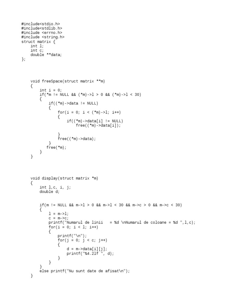 Matrix Operations in C Programming | PDF | Functions And Mappings ...