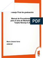 Manual de Procedimientos para El Àrea de Marketing de Tarjeta Naranja PDF