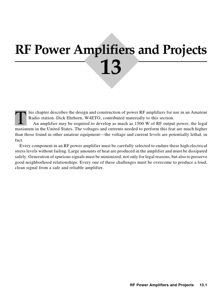 RF Power Amplifiers and Projects Circuit Diagram