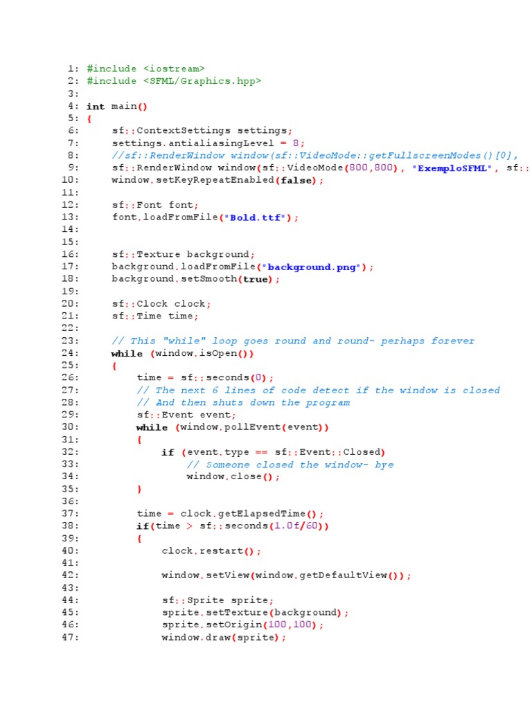 SFML Window Example Code in C++ | PDF | Teaching Methods & Materials ...