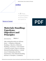 Materials Handling - Functions, Objectives and Principles