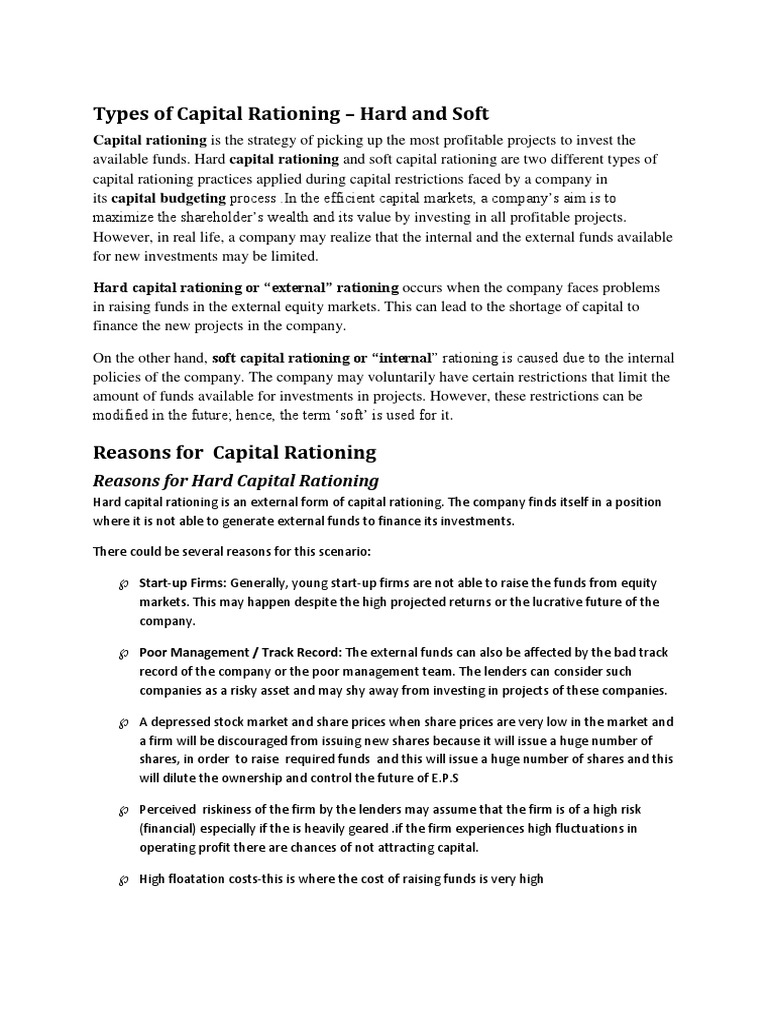 Capital Rationing Explained | PDF | Financial Capital | Stocks