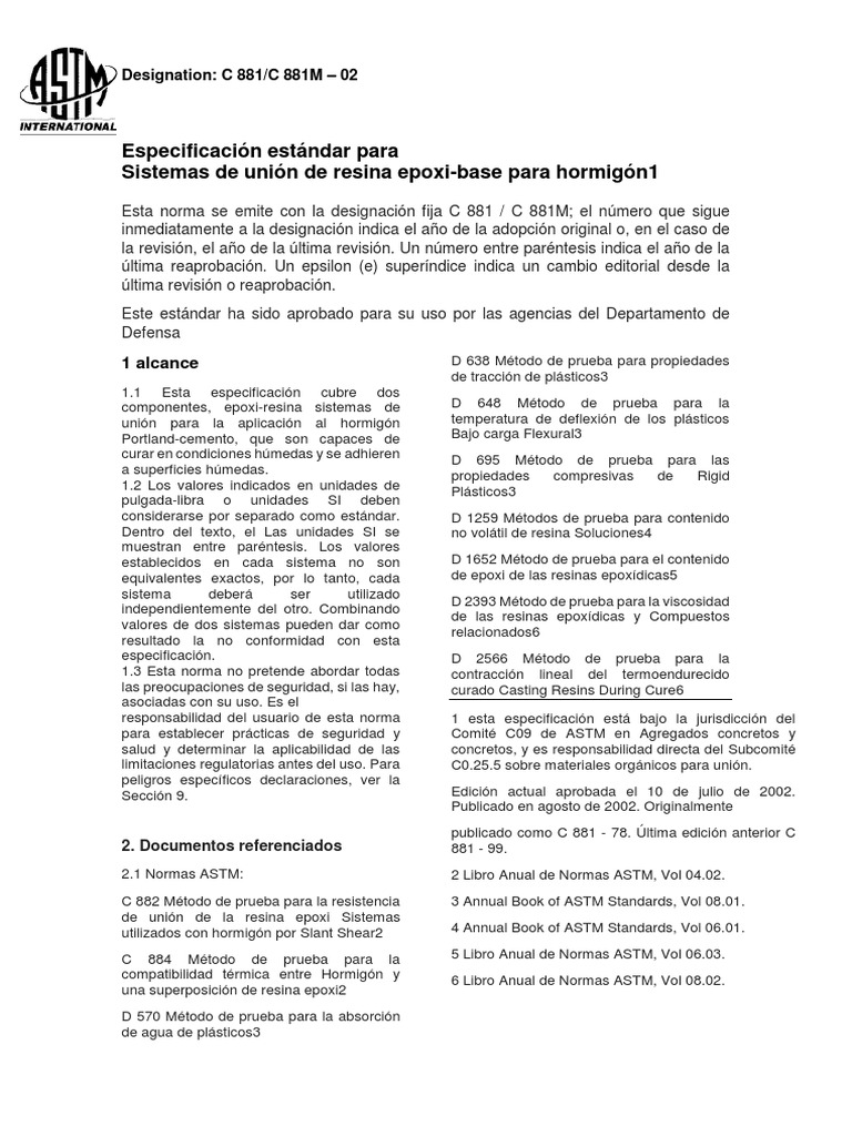 Astm C881 PDF Epoxy Hormigón
