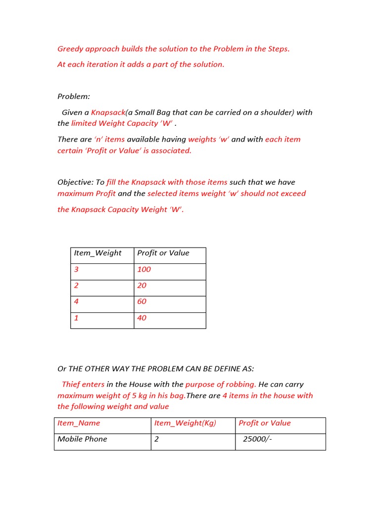 Fractional KnapSack Problem | PDF | Algorithms And Data Structures ...
