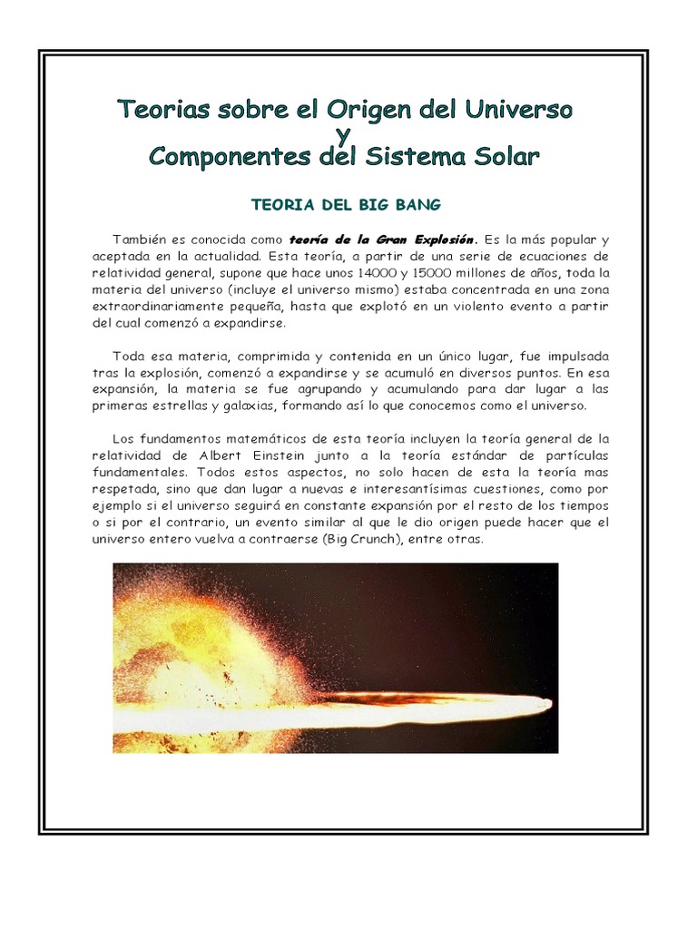 Teoría del Big Bang y origen del universo | PDF | Big Bang | Galaxia
