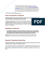 Power Transmission Transformer: It Is Not Recommendable To Connect A DC Supply To A Transformer