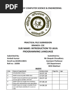 Department of Computer Science & Engineering.: Sub Name: Introduction To Java Programming Language